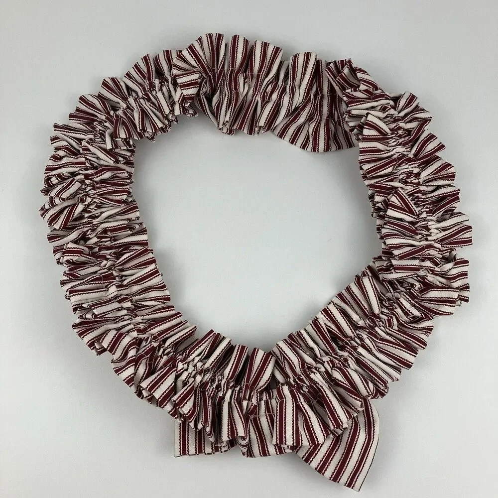 Longaberger Large Circular Red Ticking Basket Garter Liner | 10
